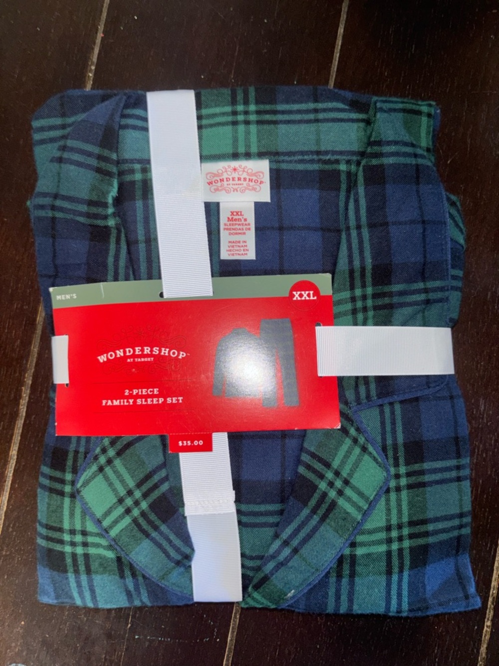 Wondershop Men's Plaid Sleep Set pajama long sleeve pants holiday gifts shirt